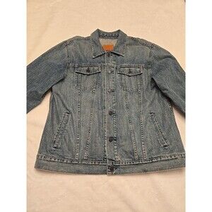 Vintage GAP Jacket Mens 2XL XXL Blue Washed Distressed Denim Trucker 90's